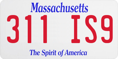 MA license plate 311IS9