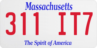 MA license plate 311IT7