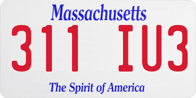 MA license plate 311IU3