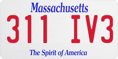 MA license plate 311IV3