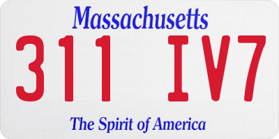 MA license plate 311IV7