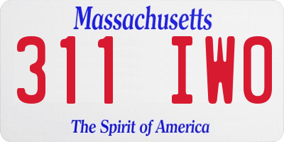 MA license plate 311IW0