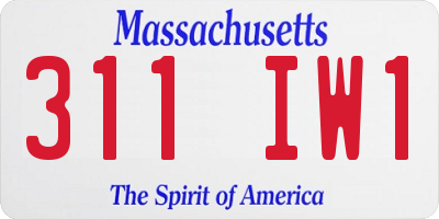 MA license plate 311IW1