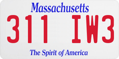 MA license plate 311IW3