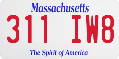 MA license plate 311IW8
