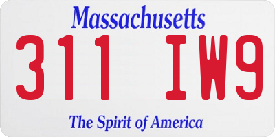 MA license plate 311IW9