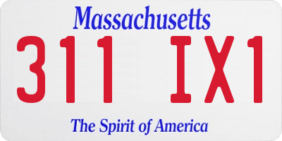 MA license plate 311IX1