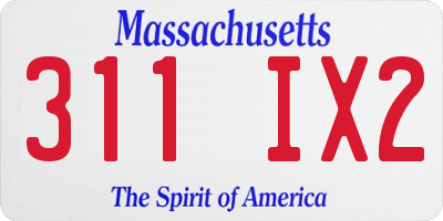 MA license plate 311IX2