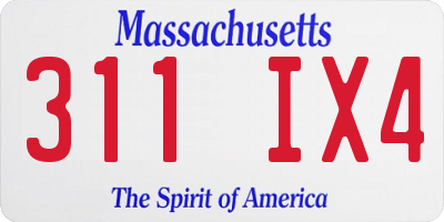 MA license plate 311IX4