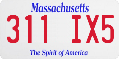 MA license plate 311IX5