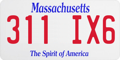 MA license plate 311IX6