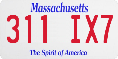 MA license plate 311IX7