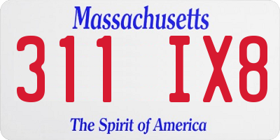 MA license plate 311IX8