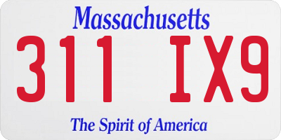 MA license plate 311IX9