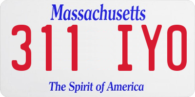 MA license plate 311IY0