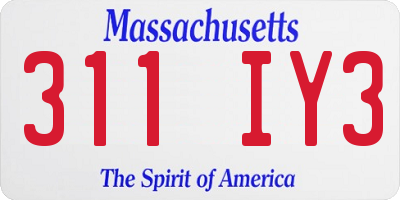 MA license plate 311IY3