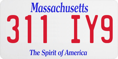 MA license plate 311IY9