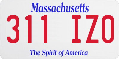 MA license plate 311IZ0