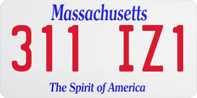 MA license plate 311IZ1