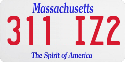 MA license plate 311IZ2