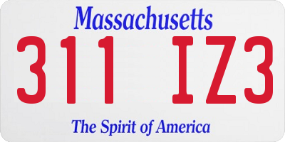 MA license plate 311IZ3