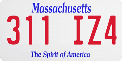 MA license plate 311IZ4