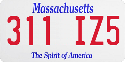 MA license plate 311IZ5