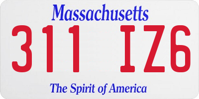 MA license plate 311IZ6