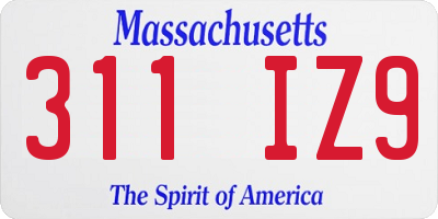 MA license plate 311IZ9