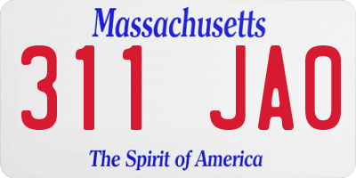MA license plate 311JA0