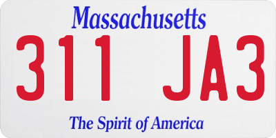 MA license plate 311JA3