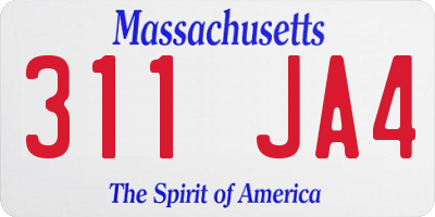 MA license plate 311JA4