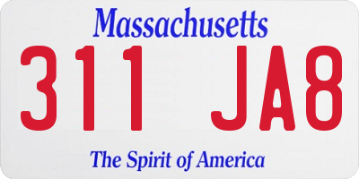 MA license plate 311JA8
