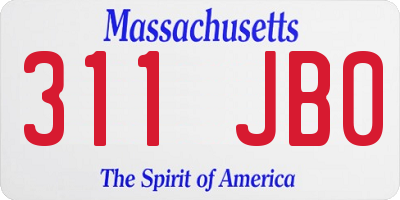 MA license plate 311JB0