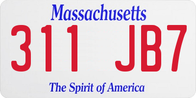 MA license plate 311JB7