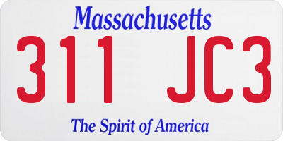 MA license plate 311JC3