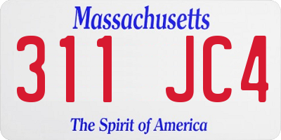 MA license plate 311JC4