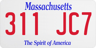MA license plate 311JC7