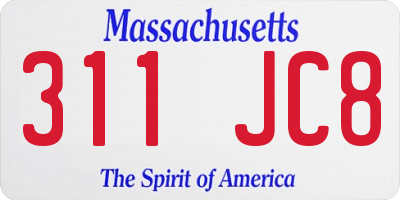 MA license plate 311JC8
