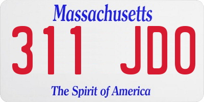 MA license plate 311JD0