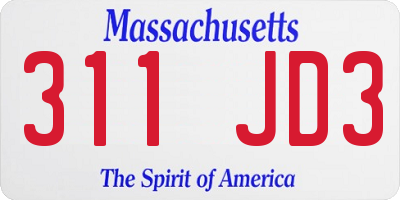 MA license plate 311JD3