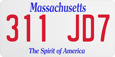 MA license plate 311JD7