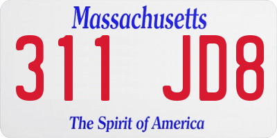 MA license plate 311JD8