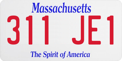 MA license plate 311JE1