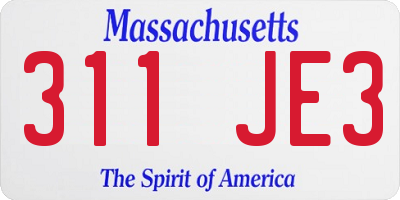 MA license plate 311JE3