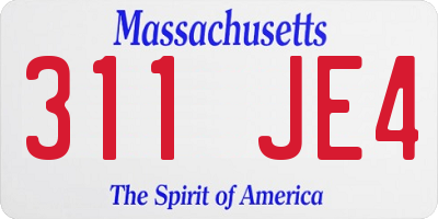 MA license plate 311JE4