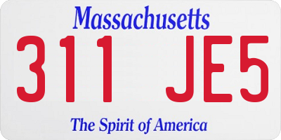 MA license plate 311JE5
