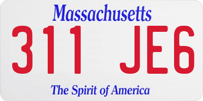MA license plate 311JE6