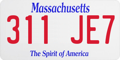 MA license plate 311JE7