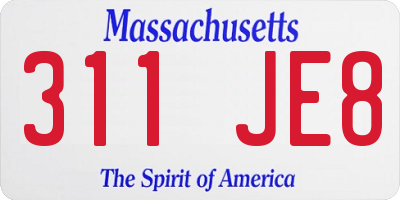 MA license plate 311JE8